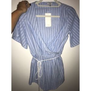 Blue and white striped dress